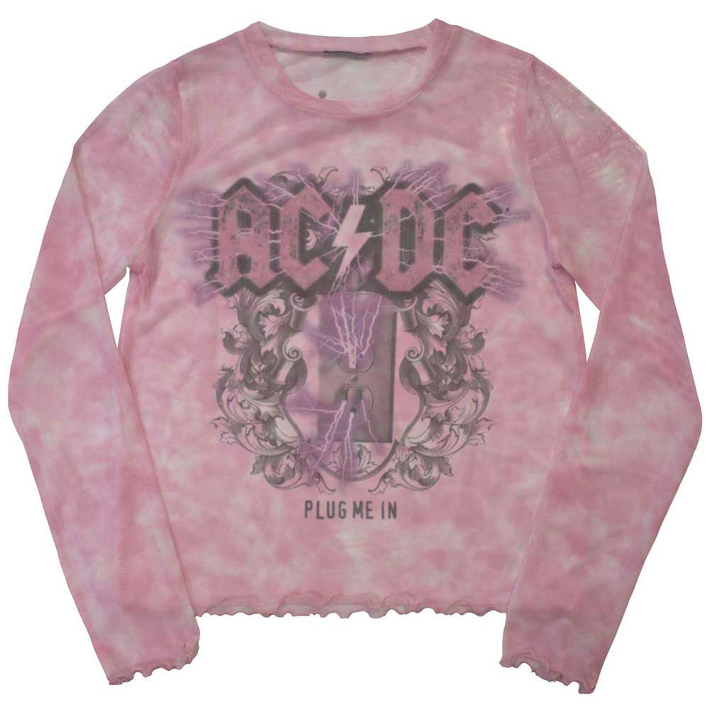 AC/DC Plug Me In Long Sleeve Mesh Crop Top product image 6