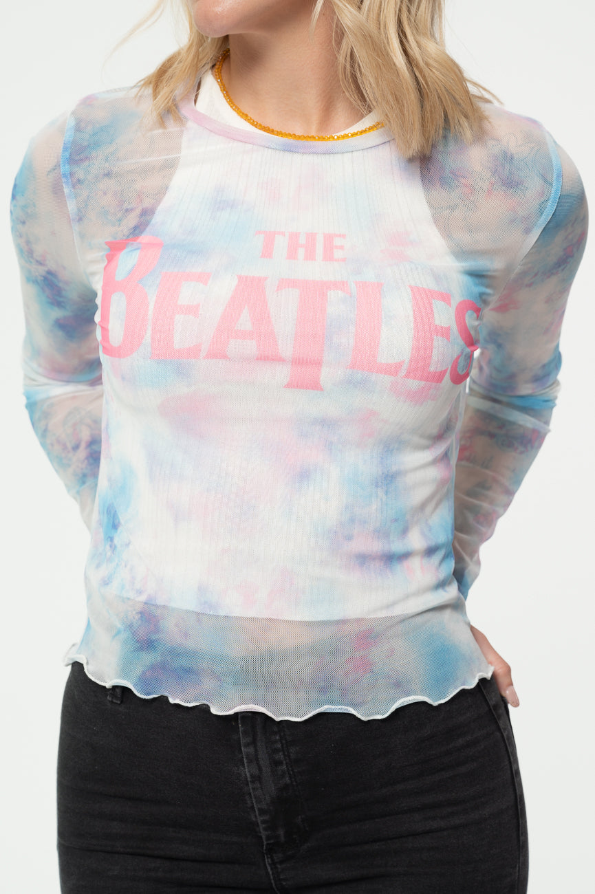 The Beatles Drop T Logo Long Sleeve Mesh Crop Top product image 3