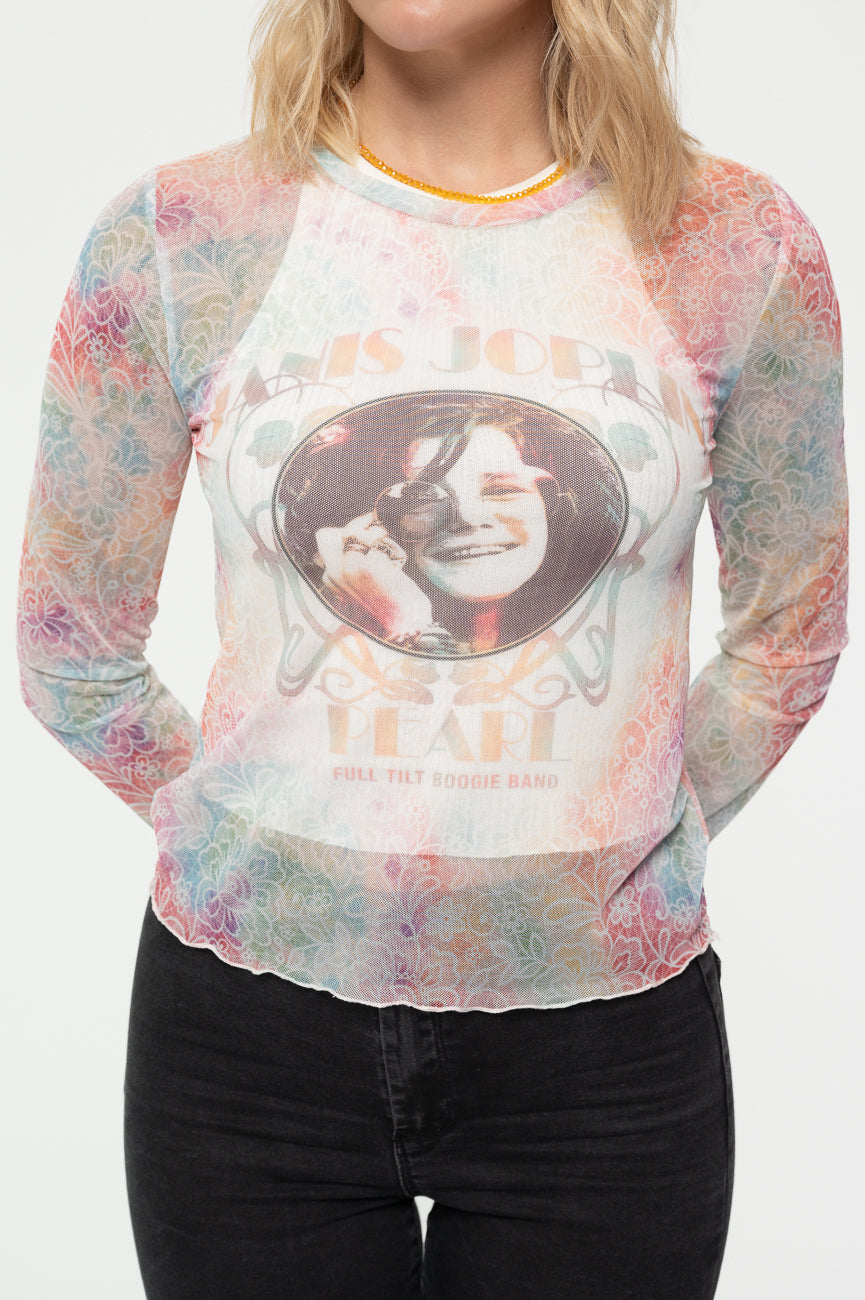Janis Joplin Pearl Long Sleeve Mesh Crop Top product image 3