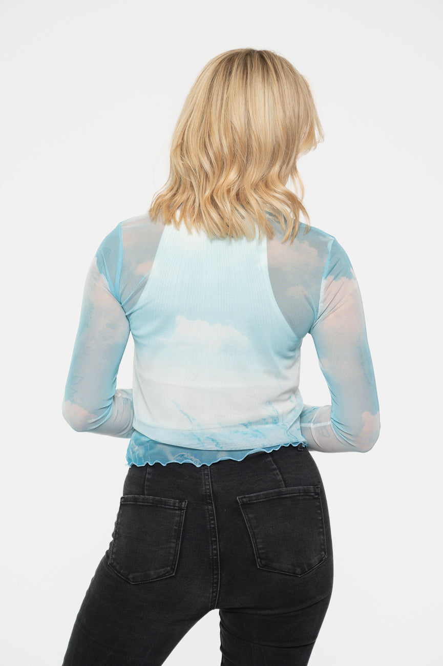 Olivia Newton John Circle Photo Long Sleeve Mesh Crop Top product image 4