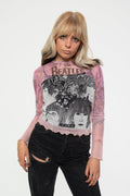 The Beatles Revolver Long Sleeve Mesh Crop Top product image 1
