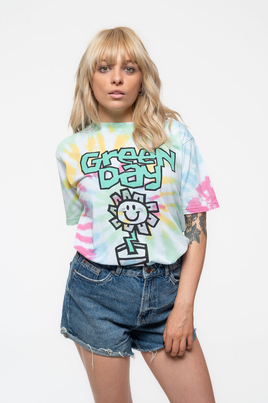 Green Day Flower Pot Dye Wash T Shirt product image 1