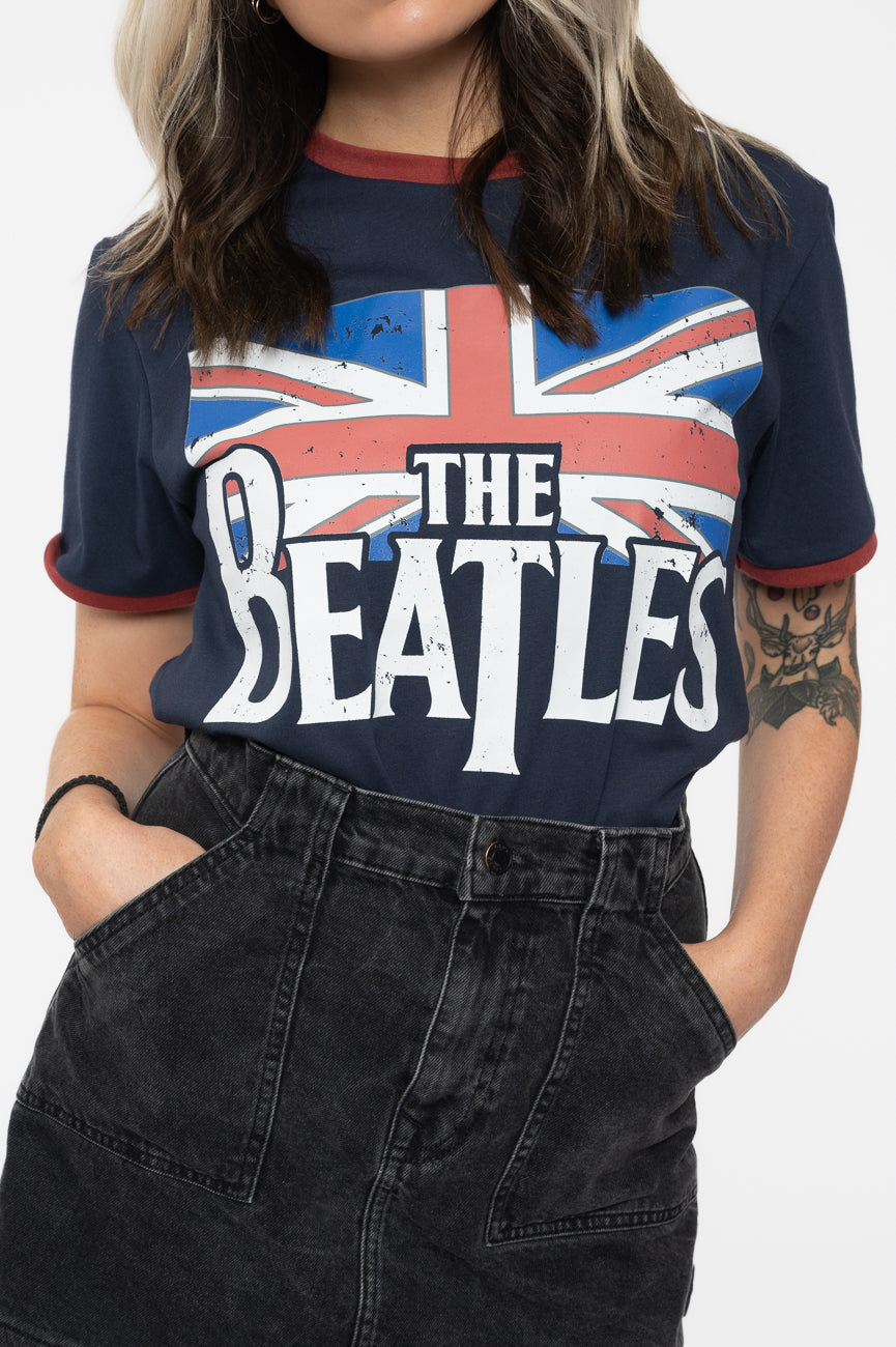 The Beatles Drop T Logo & Vintage Flag Ringer T Shirt product image 3