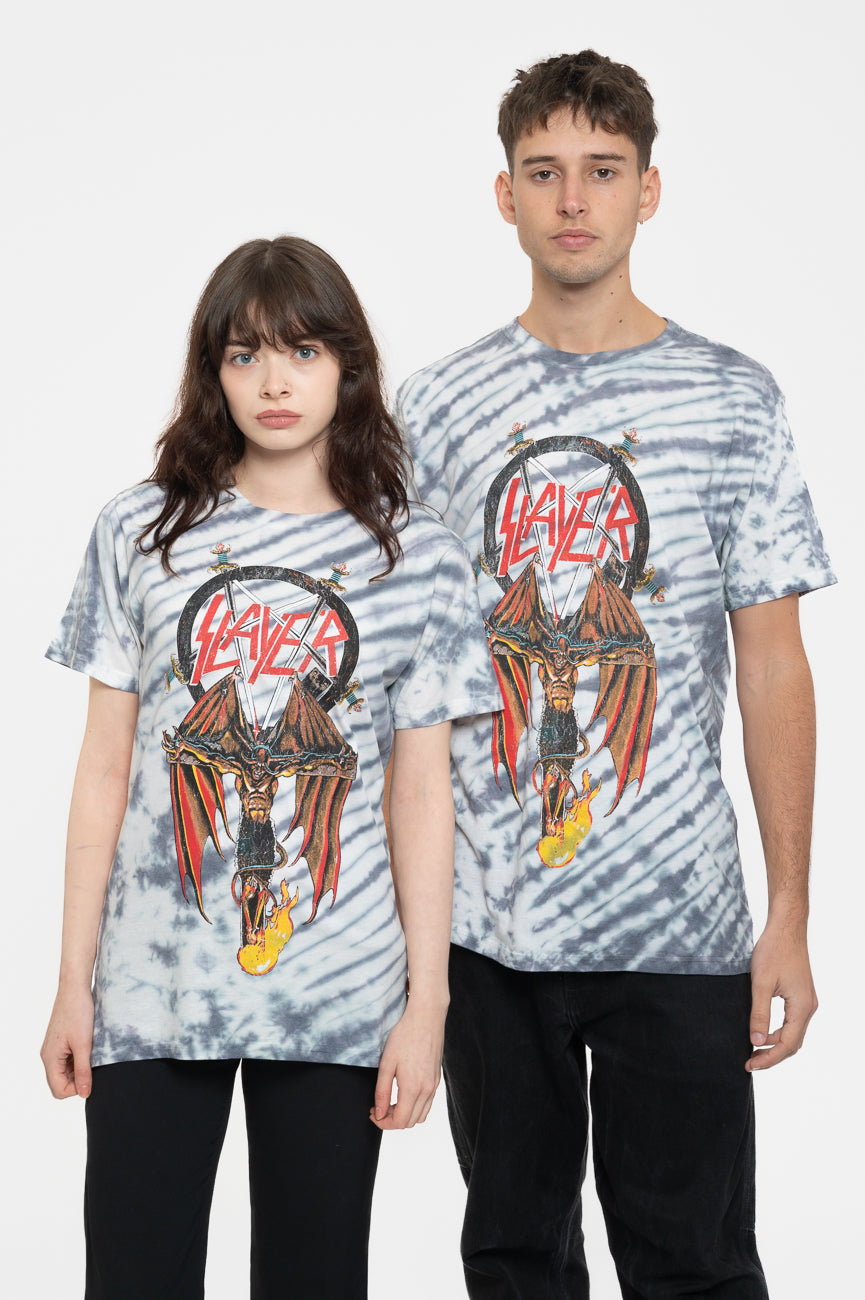 Slayer Winged Crucifix Dye Wash T Shirt product image 1