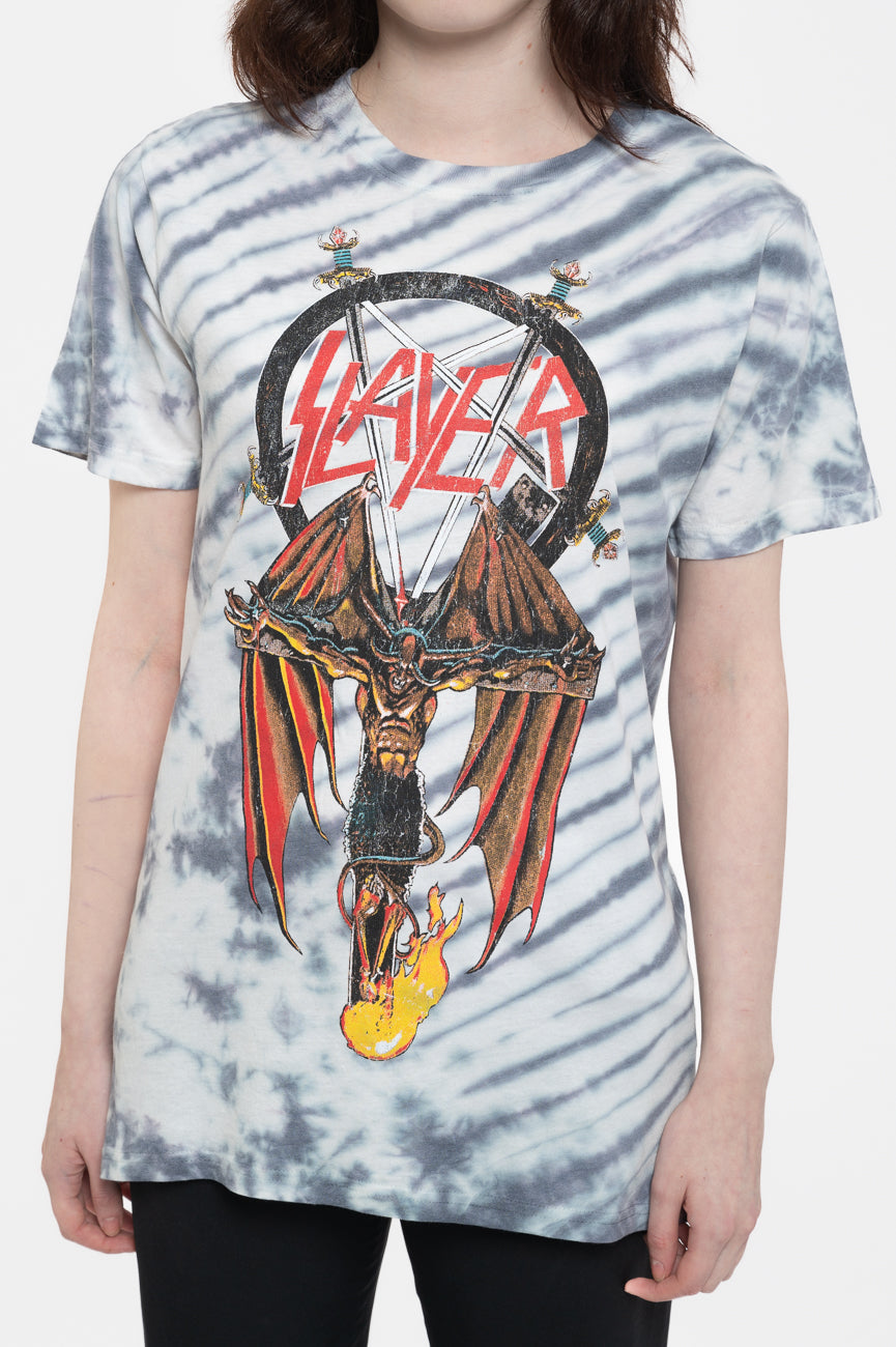 Slayer Winged Crucifix Dye Wash T Shirt product image 3